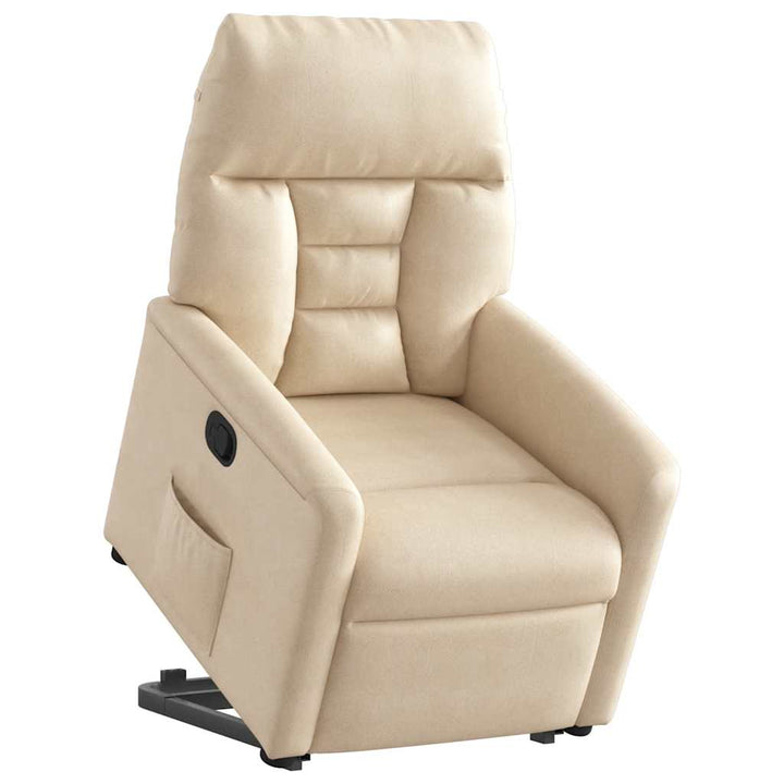 massagestol med løftefunktion mikrofiberstof beige