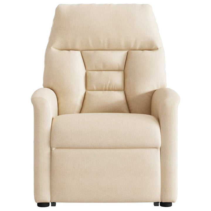 massagestol med løftefunktion mikrofiberstof beige