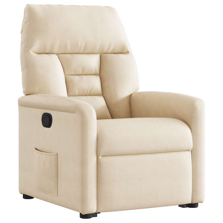massagestol med løftefunktion mikrofiberstof beige