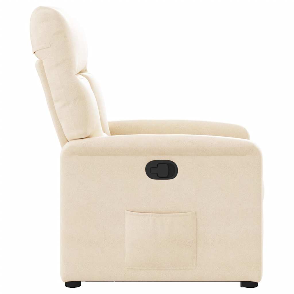 massagestol med løftefunktion mikrofiberstof beige