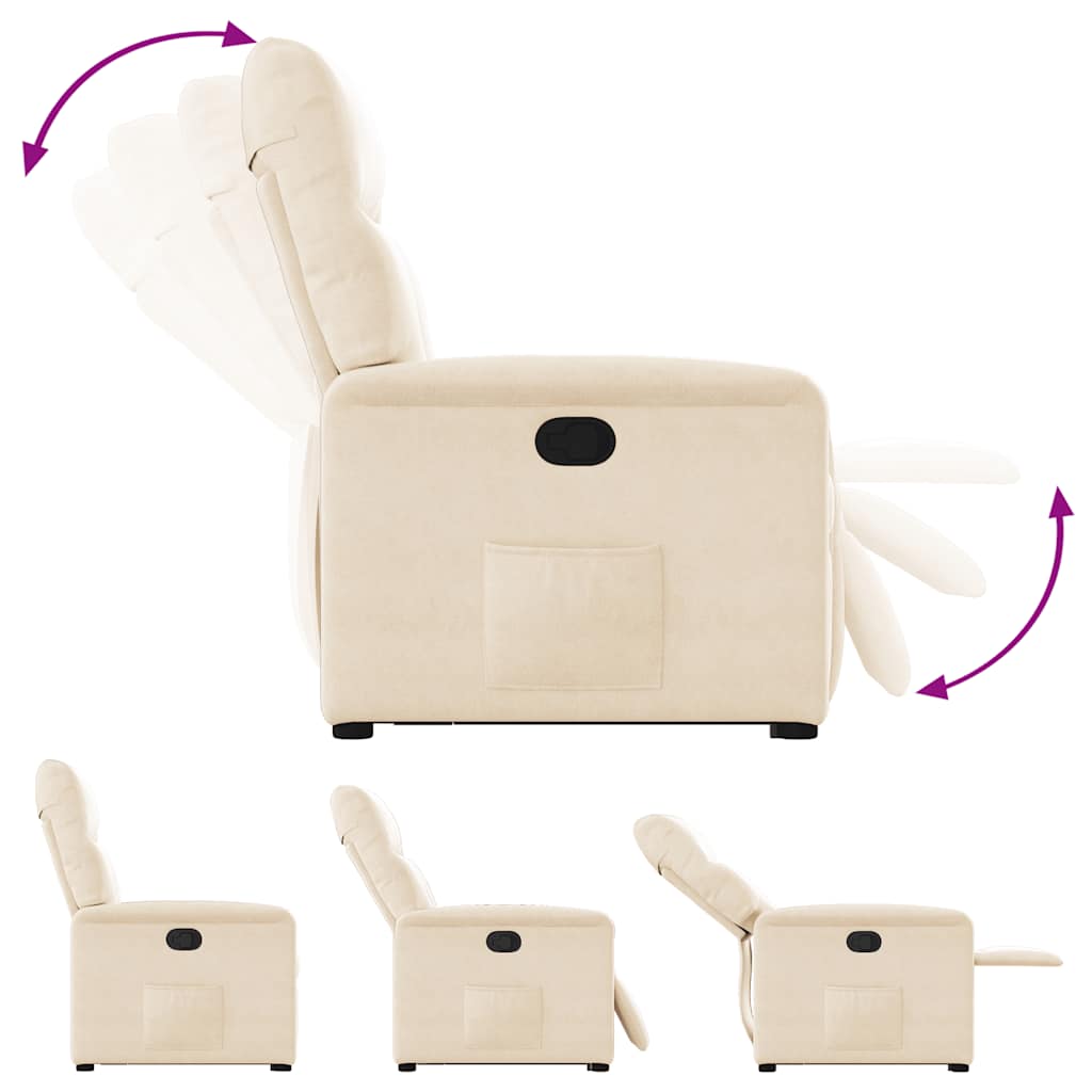 massagestol med løftefunktion mikrofiberstof beige