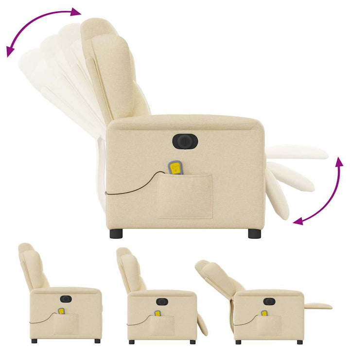 eldrevet massagestol stof cremefarvet
