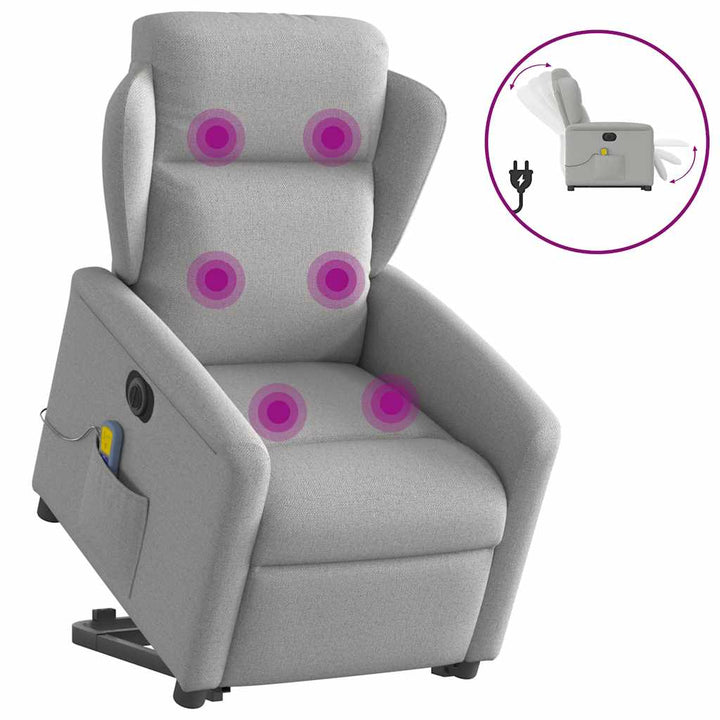 elektrisk massagestol med løftefunktion stof skygrå