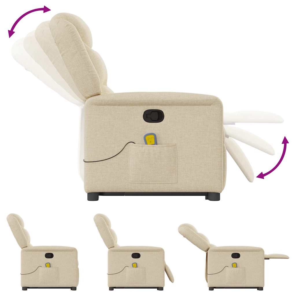 løftestol med massagefunktion stof cremefarvet