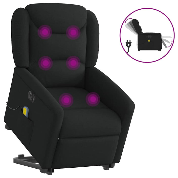 elektrisk massagestol med løftefunktion stof sort