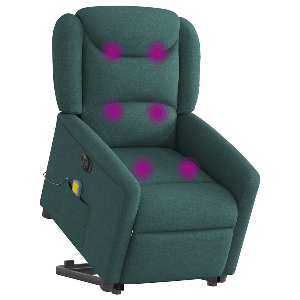 elektrisk massagestol med løftefunktion stof mørkegrøn