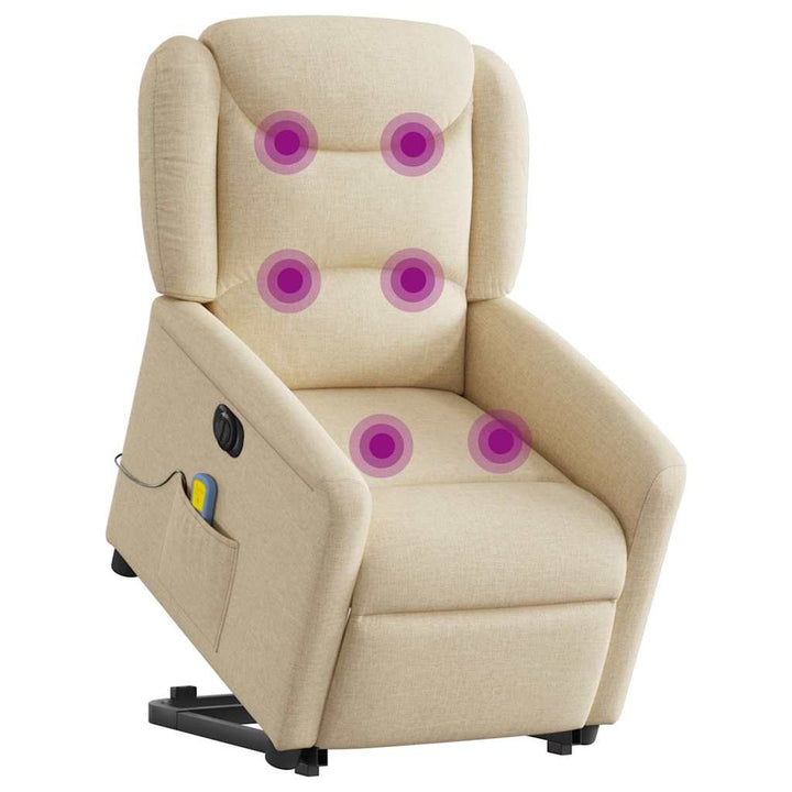 elektrisk massagestol med løftefunktion cremefarvet