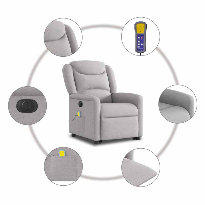 elektrisk massagestol med løftefunktion stof skygrå