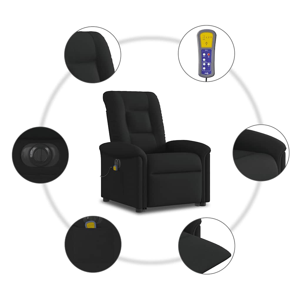 elektrisk massagestol med løftefunktion stof sort