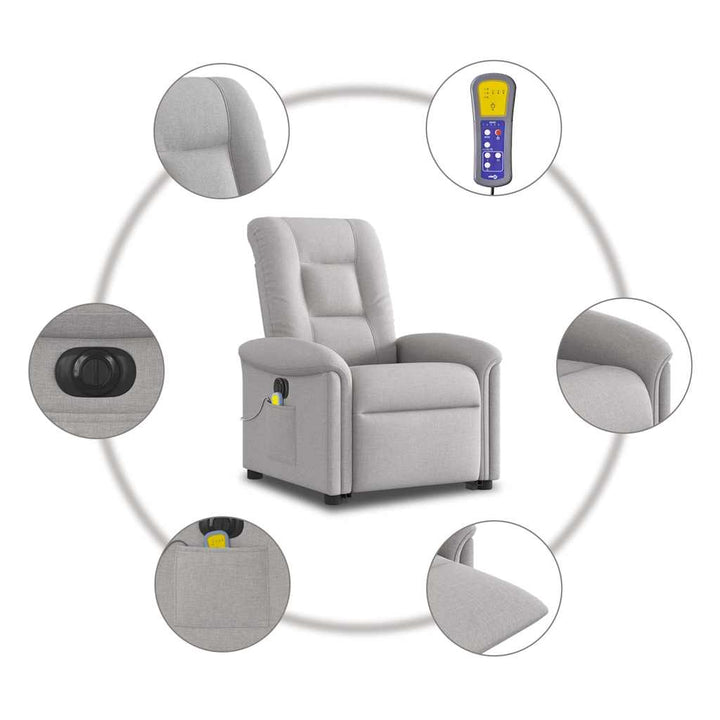 elektrisk massagestol med løftefunktion stof skygrå