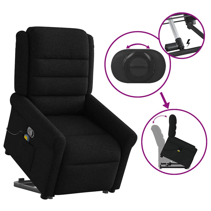 løftestol med massage stof sort