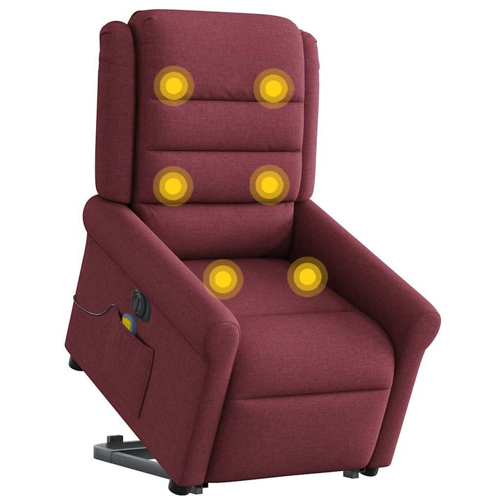 elektrisk massagestol med løftefunktion stof vinrød