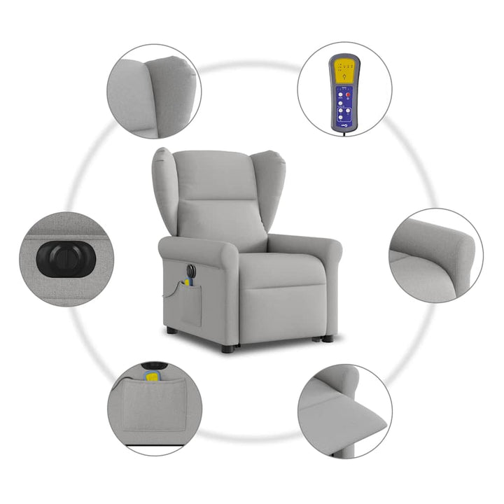elektrisk massagestol med løftefunktion stof skygrå