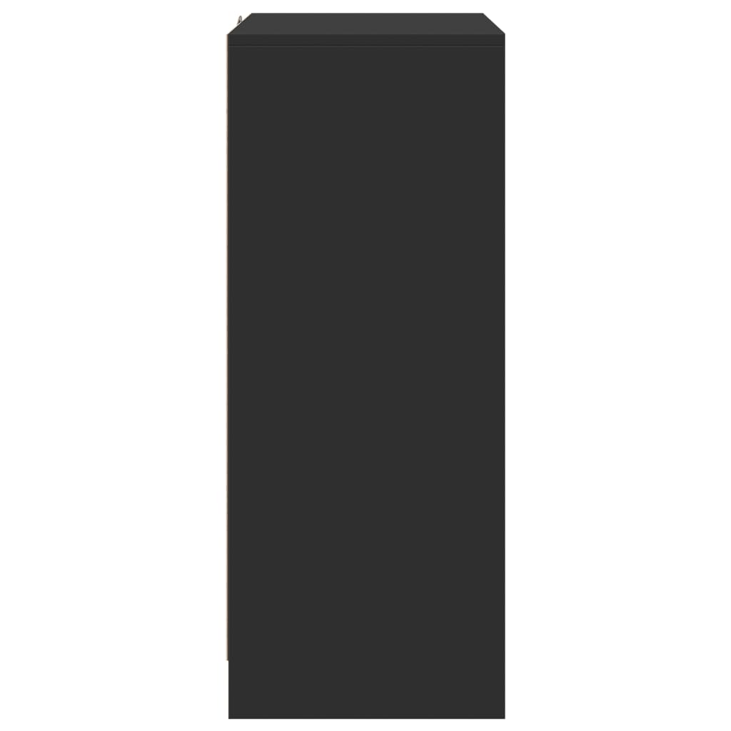 skænk med LED-lys 77x34x85 cm konstrueret træ sort