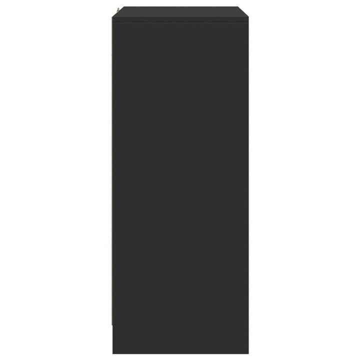 skænk med LED-lys 77x34x85 cm konstrueret træ sort