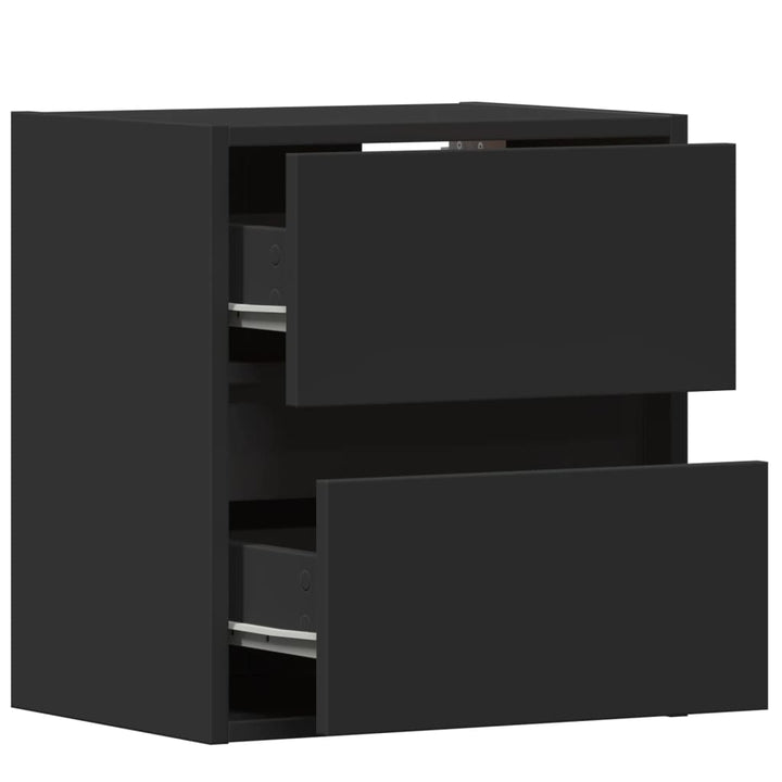 væghængte tv-borde 2 stk. med LED-lys 41x31x45 cm sort