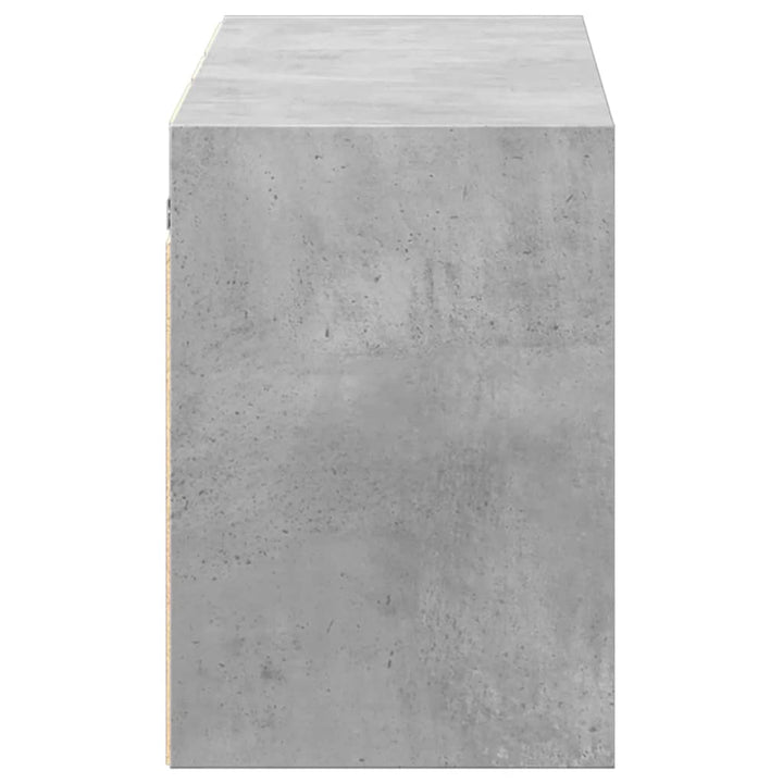 væghængt tv-bord med LED-lys 130x31x45 cm betongrå