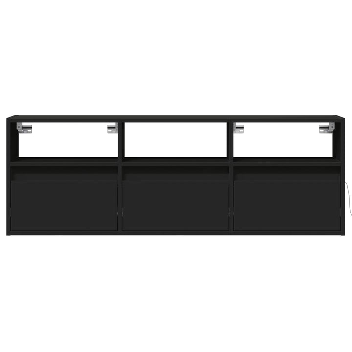 væghængt tv-bord med LED-lys 130x31x45 cm sort