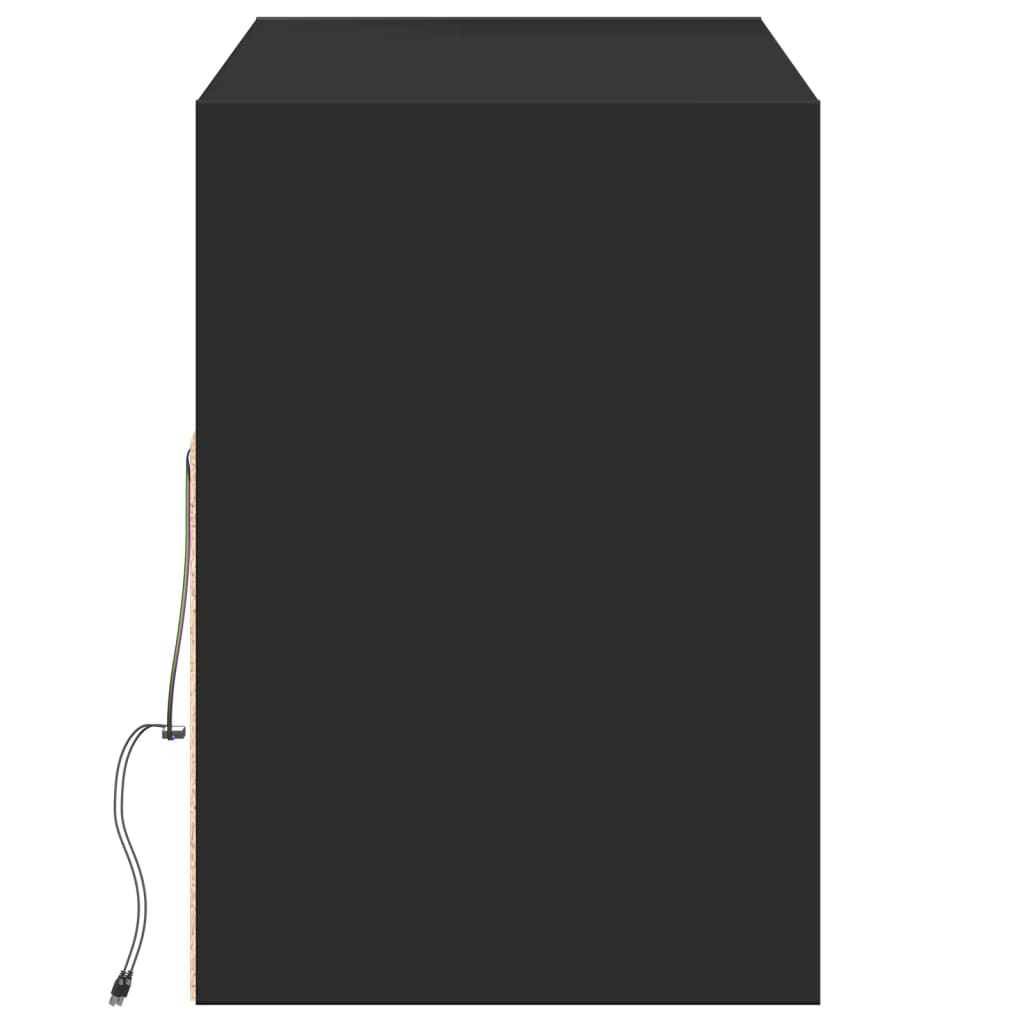 væghængt tv-bord med LED-lys 130x31x45 cm sort