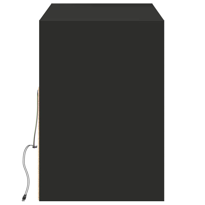 væghængt tv-bord med LED-lys 130x31x45 cm sort