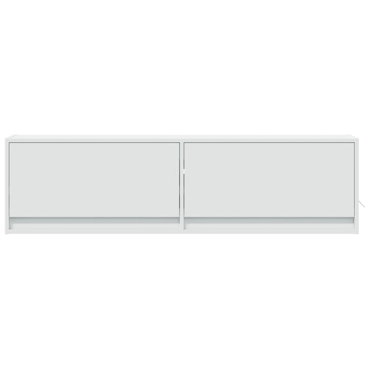 væghængt tv-bord med LED-lys 140x31x38 cm hvid