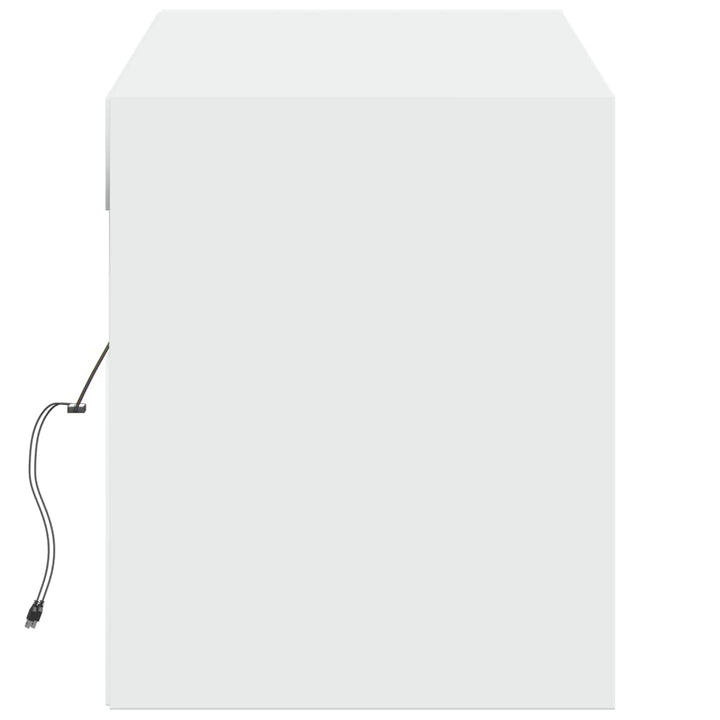 væghængt tv-bord med LED-lys 140x31x38 cm hvid