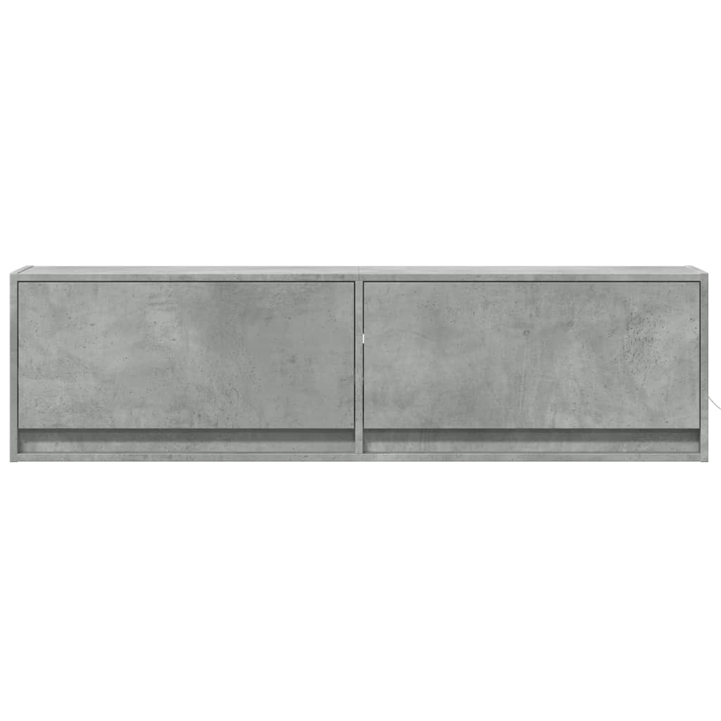 væghængt tv-bord med LED-lys 140x31x38 cm betongrå