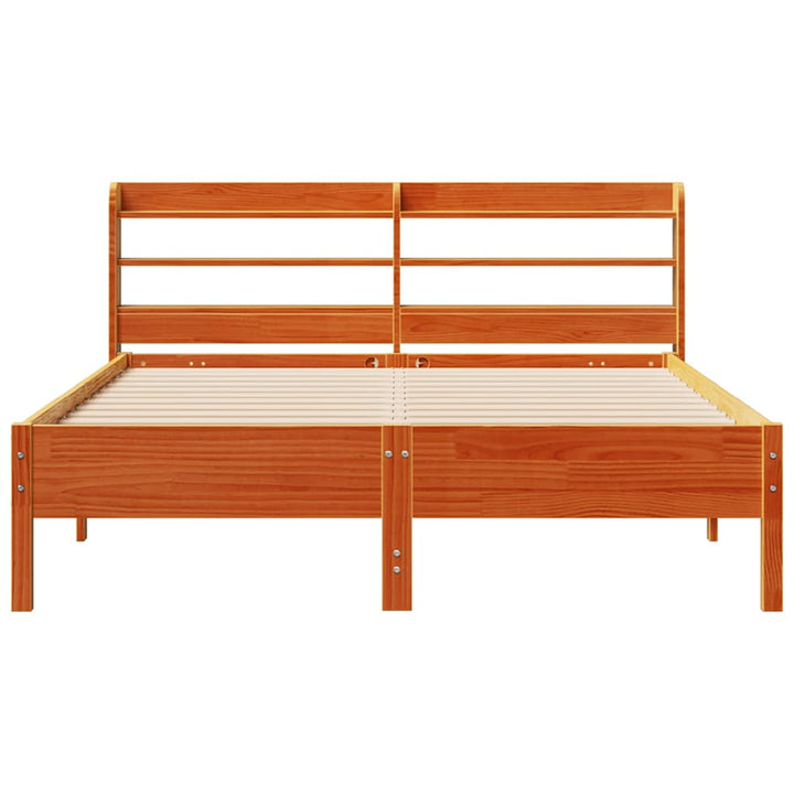 sengeramme uden madras 140x200 cm massivt fyr gyldenbrun