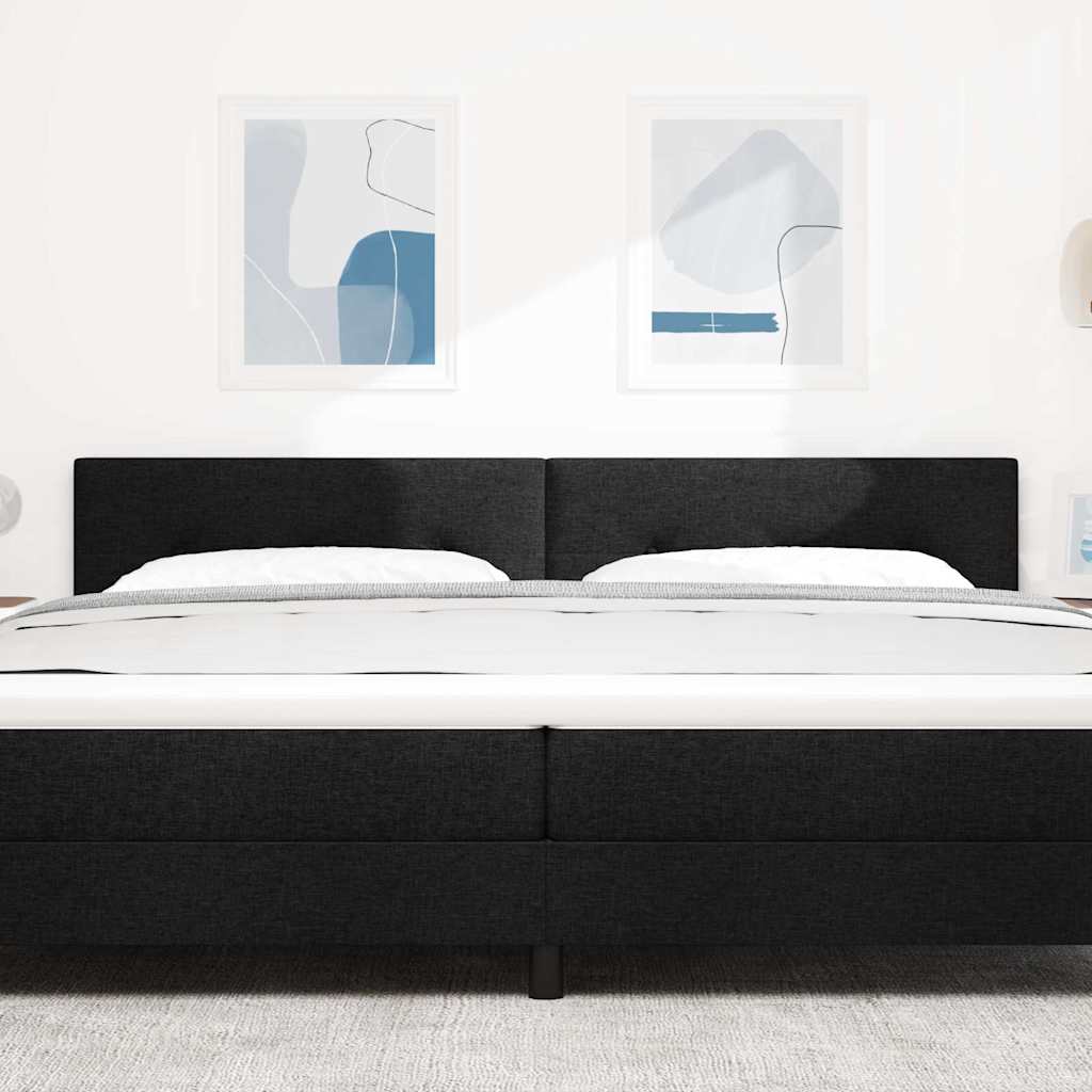 LED Sengegavl med LED -strimmellys Sort 200 cm Stof