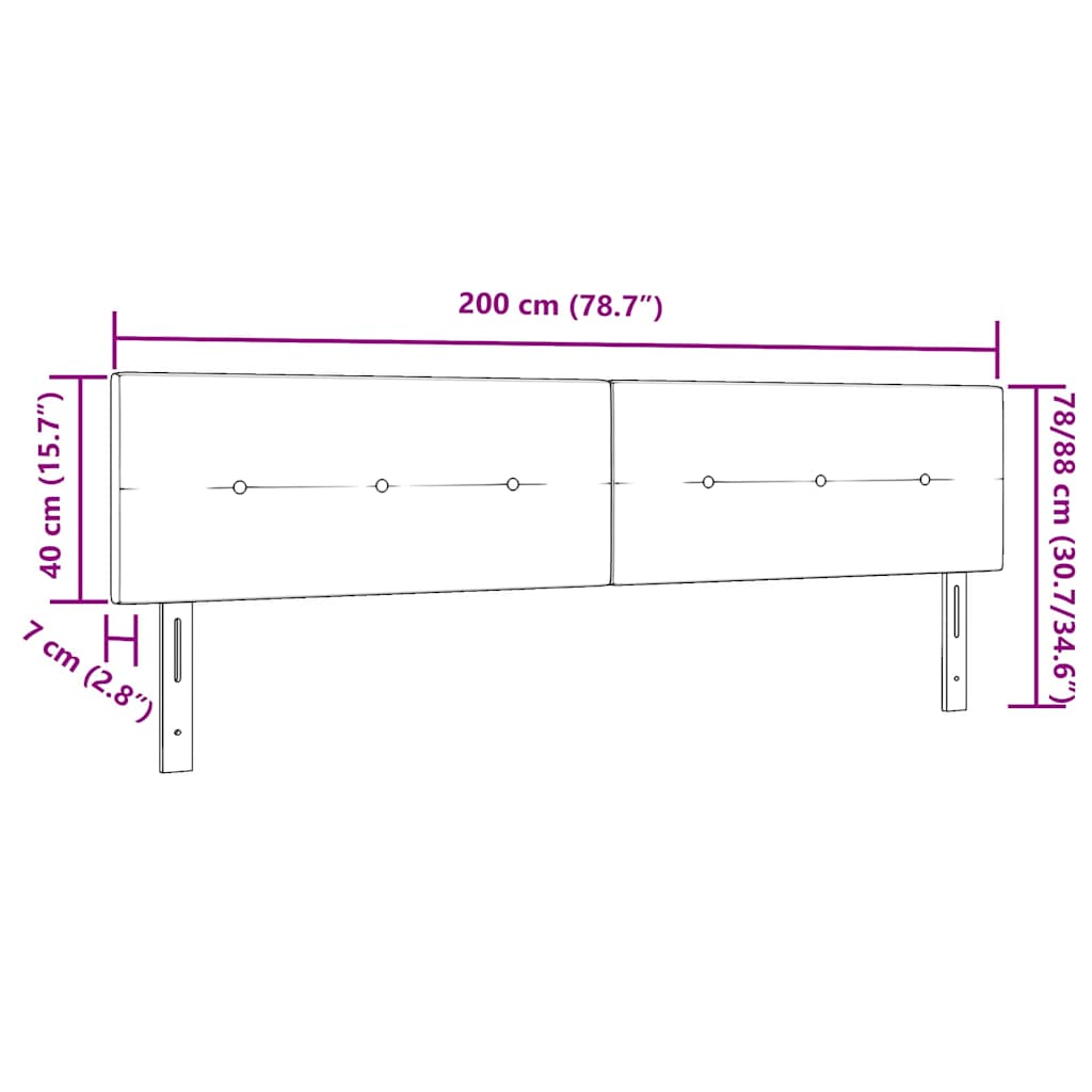 LED Sengegavl med LED -strimmellys Sort 200 cm Stof