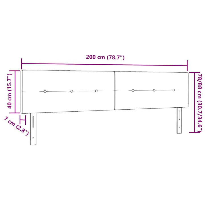 LED Sengegavl med LED -strimmellys Sort 200 cm Stof