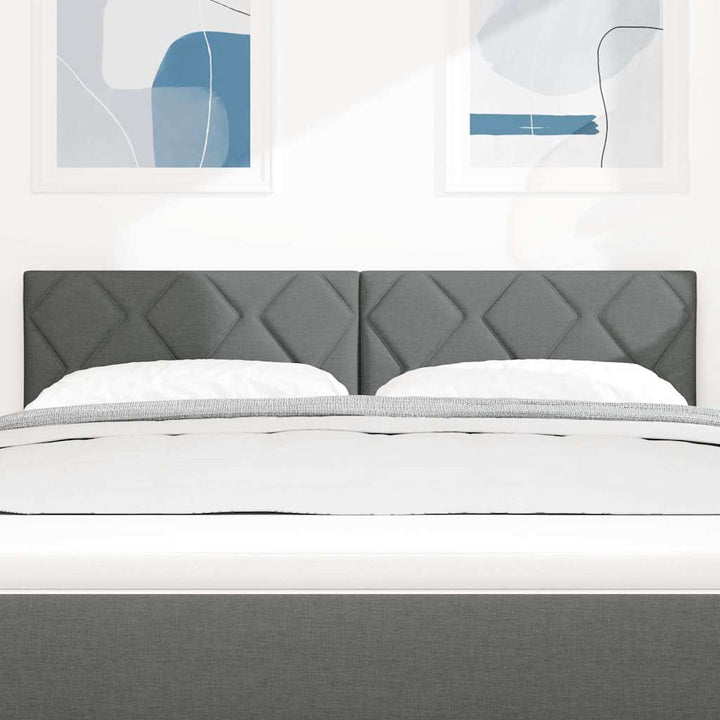 Hovedgærde med LED -strimmellys med hovedgærde Grå 144 cm Stof
