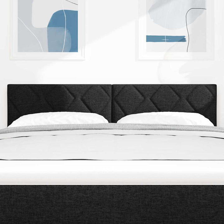 Hovedgærde med LED -strimmellys med hovedgærde Sort 144 cm Stof