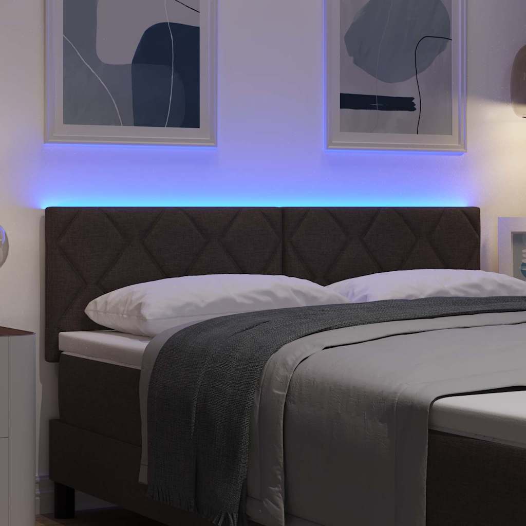 Hovedgærde med LED -strimmellys med hovedgærde Brun 144 cm Stof