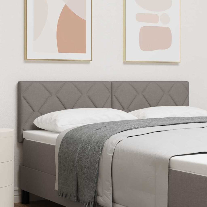 Hovedgærde med LED -strimmellys Gråbrun 144 cm Stof