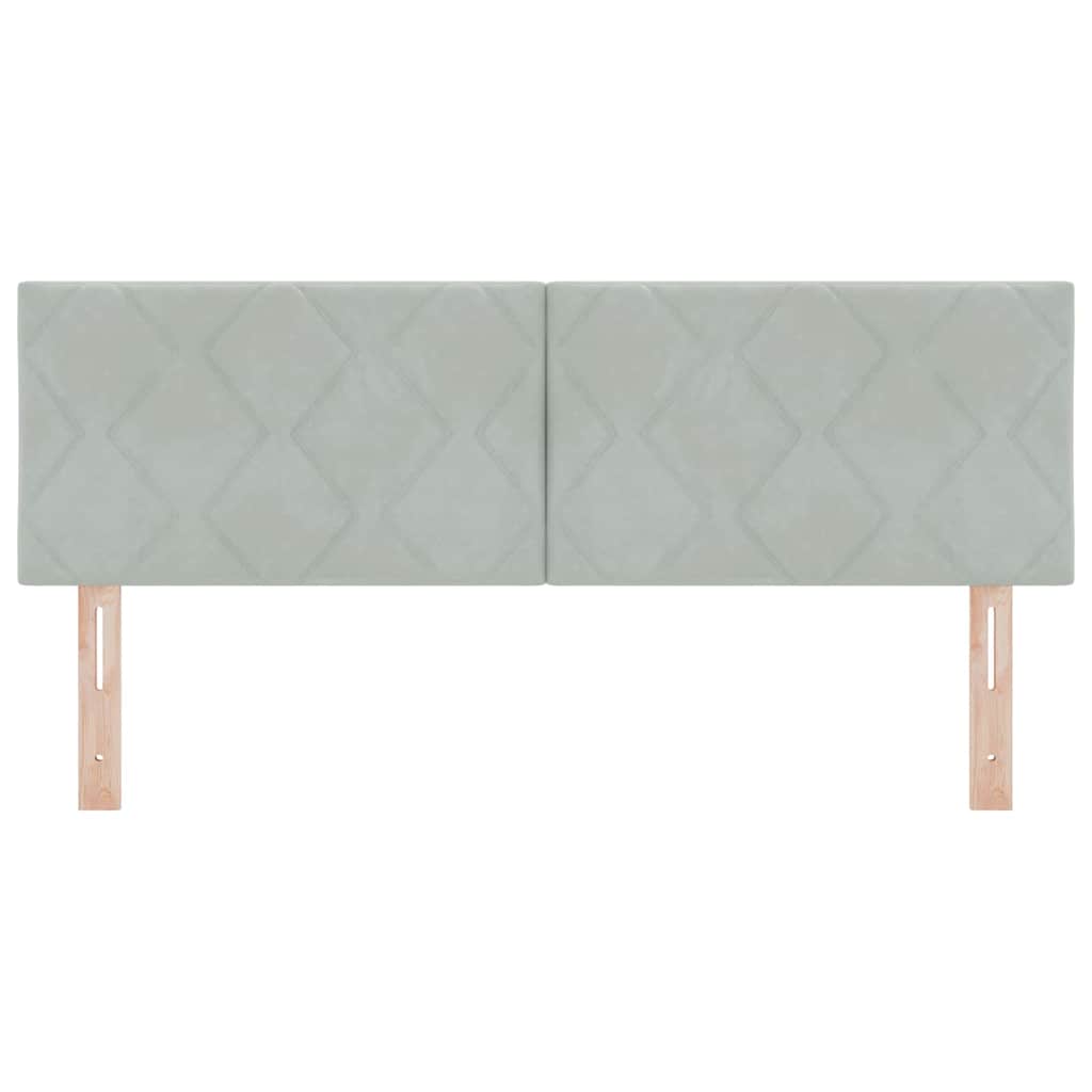 LED-sengegavl med LED -strimmellys Lysegrå 144 cm Fløjl