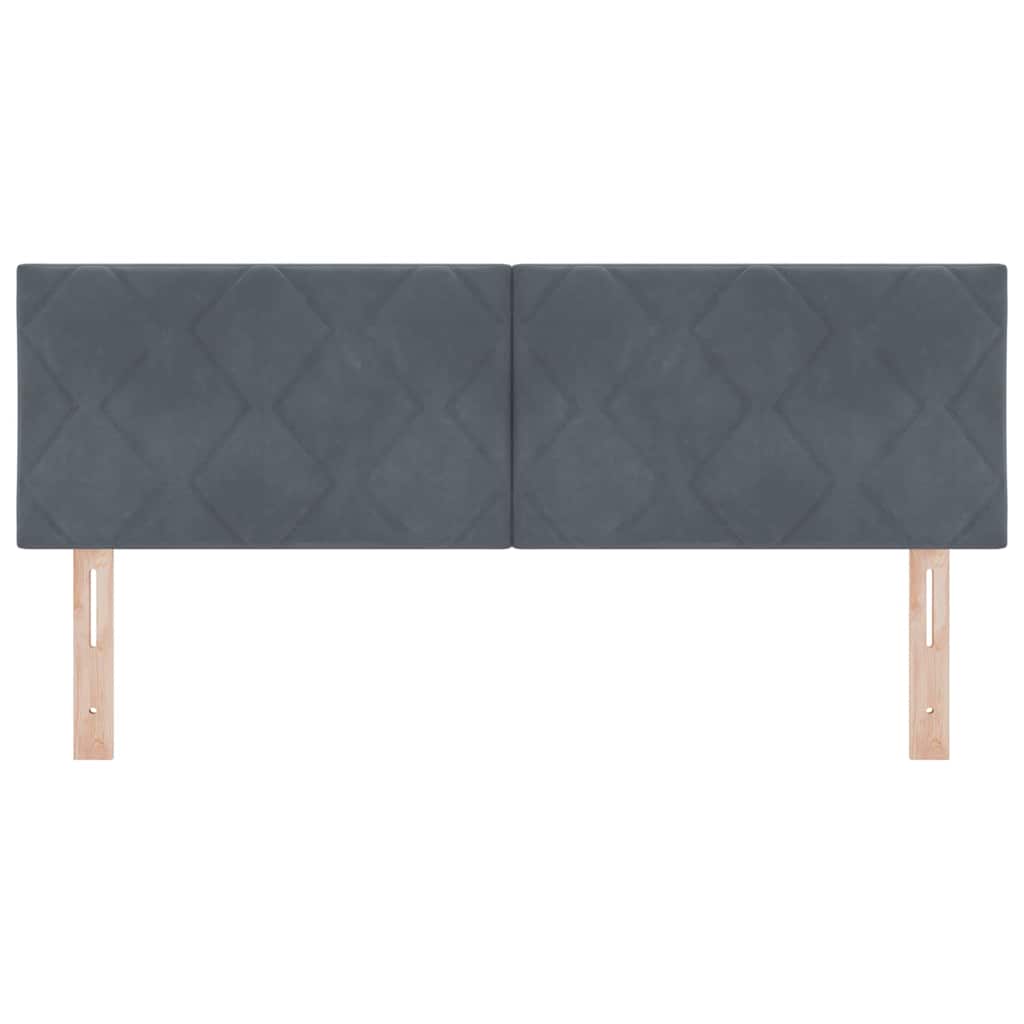 LED-sengegavl med LED -strimmellys Mørkegrå 144 cm Fløjl