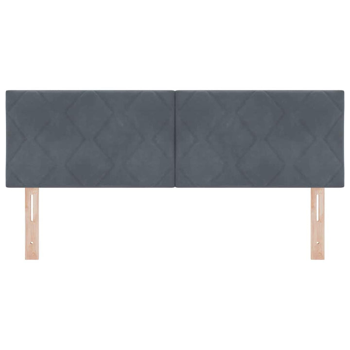 LED-sengegavl med LED -strimmellys Mørkegrå 144 cm Fløjl