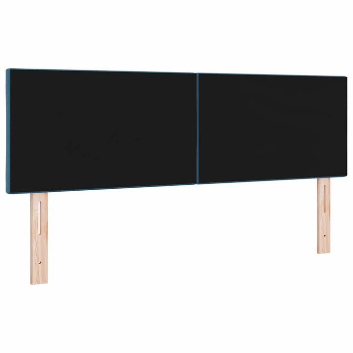 LED-sengegavl med LED -strimmellys Mørkeblå 144 cm Fløjl