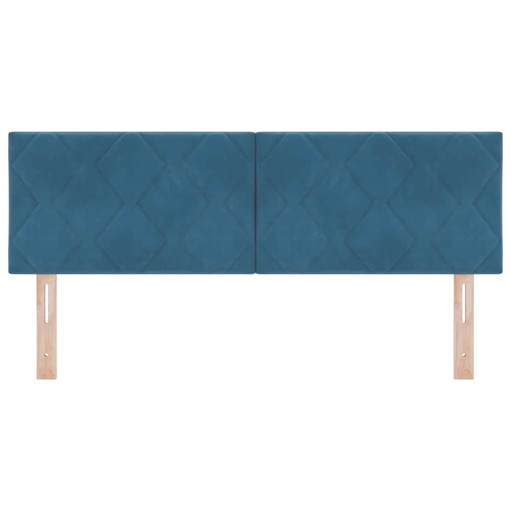 LED-sengegavl med LED -strimmellys Mørkeblå 144 cm Fløjl