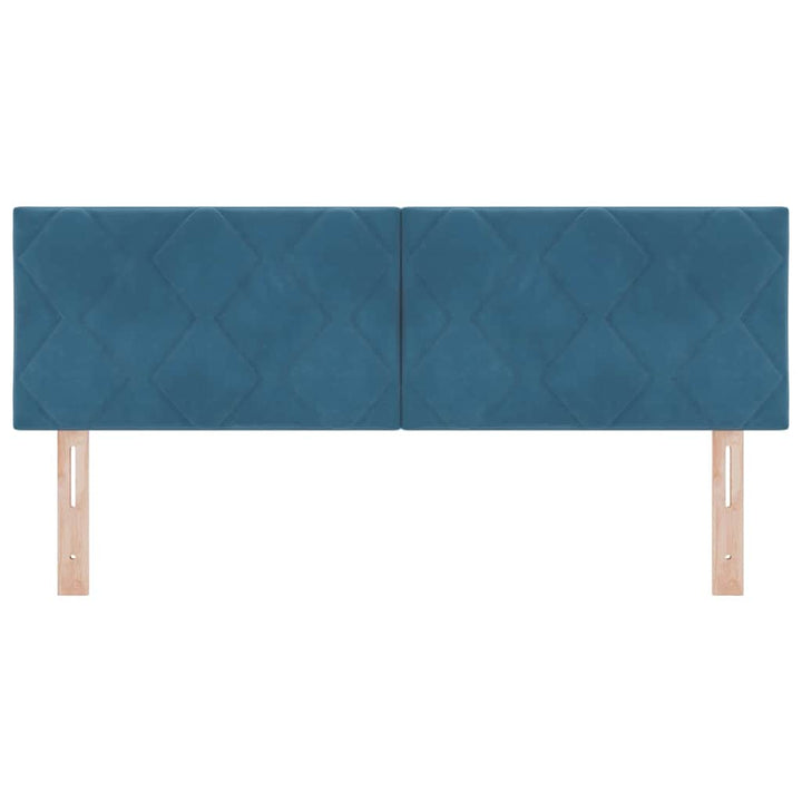 LED-sengegavl med LED -strimmellys Mørkeblå 144 cm Fløjl