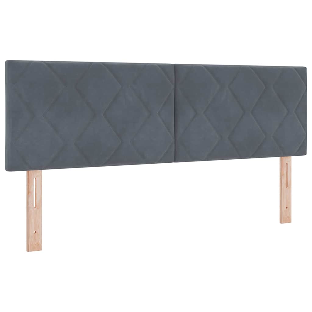 LED-sengegavl med LED -strimmellys Mørkegrå 160 cm Fløjl