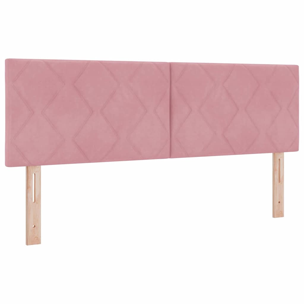 LED-sengegavl med LED -strimmellys Lyserød 160 cm Fløjl