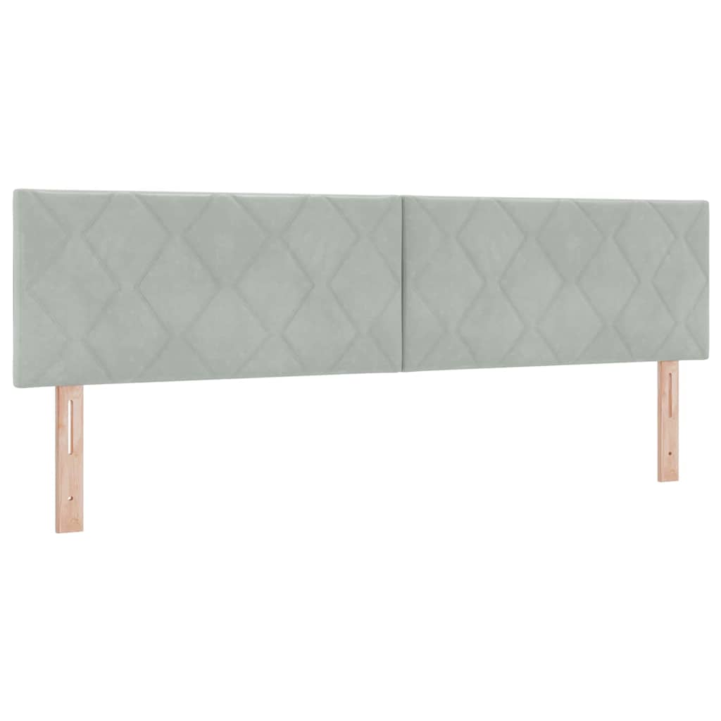 LED-sengegavl med LED -strimmellys Lysegrå 180 cm Fløjl