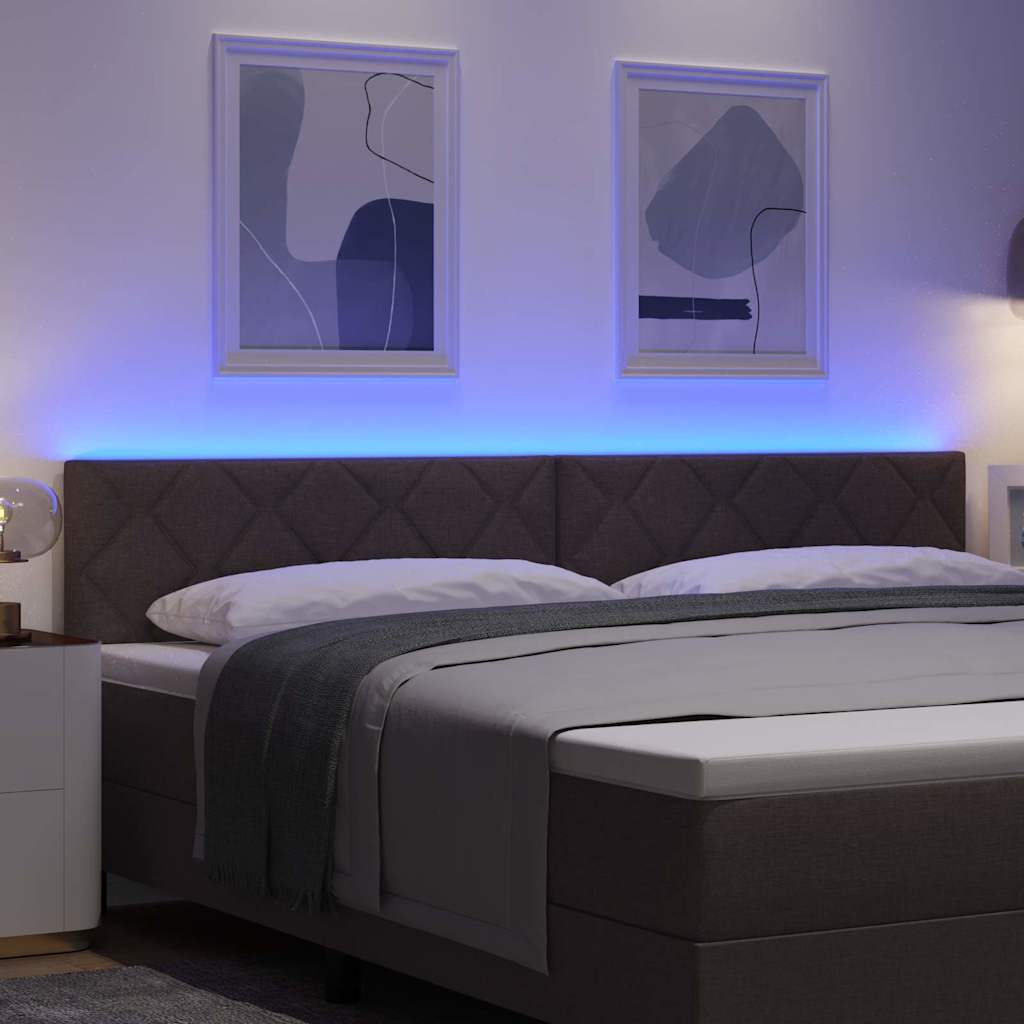 Hovedgærde med LED -strimmellys med hovedgærde Brun 200 cm Stof