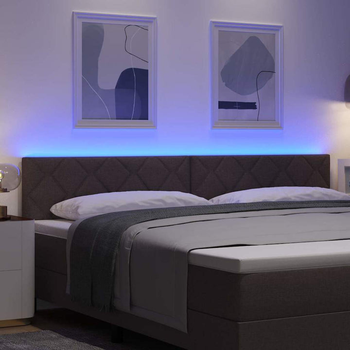 Hovedgærde med LED -strimmellys med hovedgærde Brun 200 cm Stof