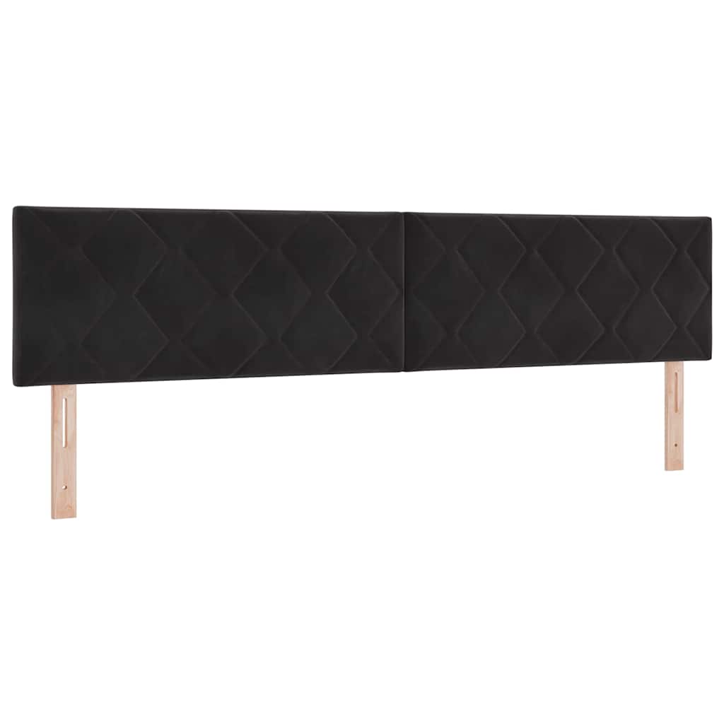 LED-sengegavl med LED -strimmellys Geometrisk Sort 200 cm Fløjl