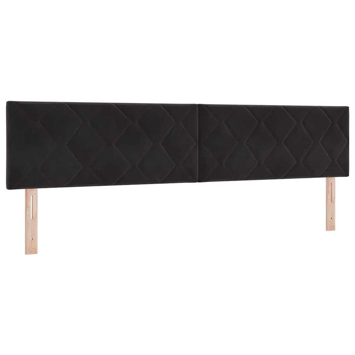 LED-sengegavl med LED -strimmellys Geometrisk Sort 200 cm Fløjl