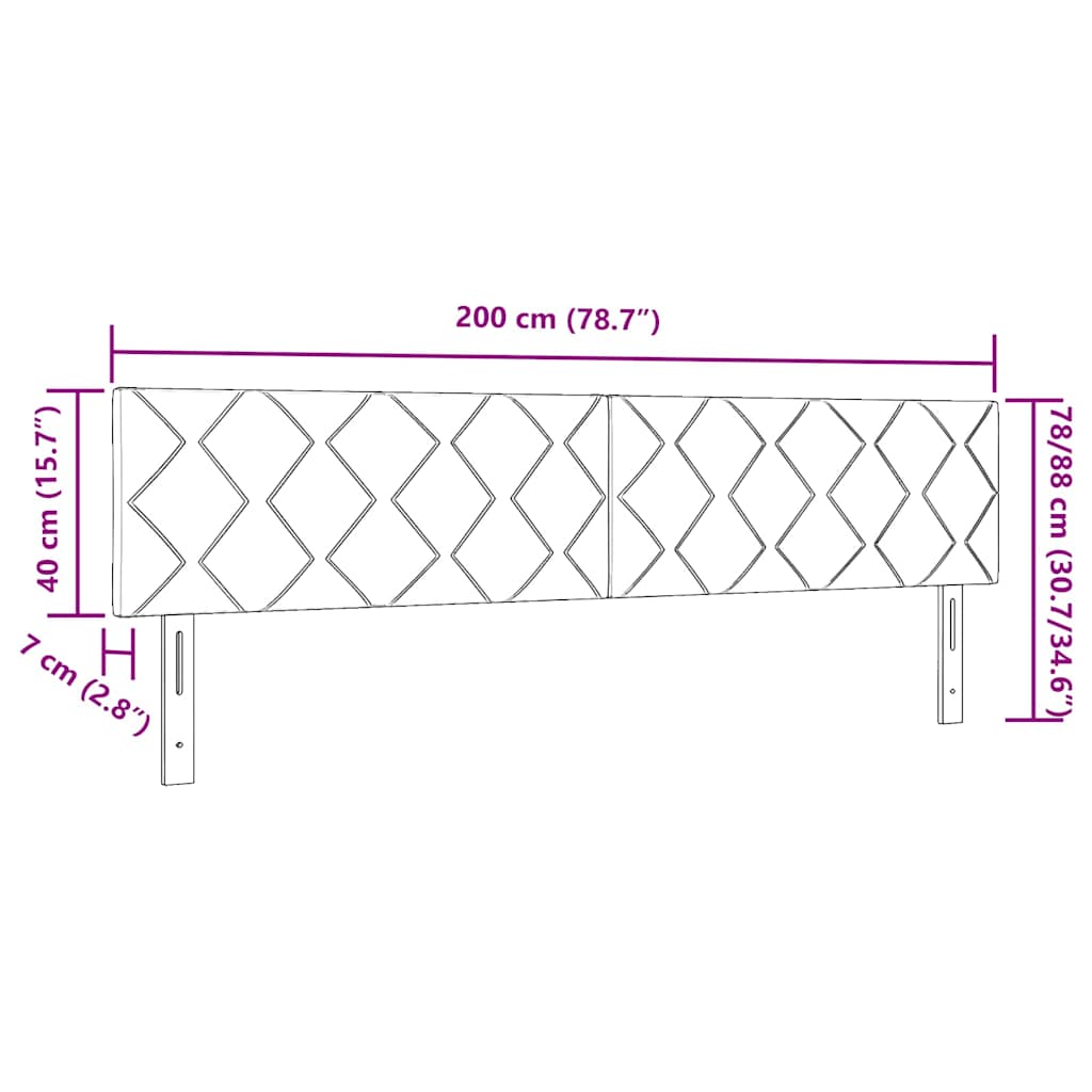 LED-sengegavl med LED -strimmellys Geometrisk Sort 200 cm Fløjl