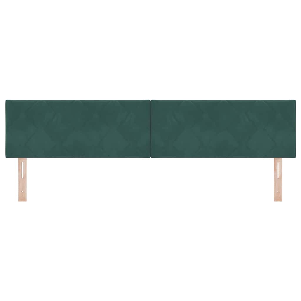 LED-sengegavl med LED -strimmellys Mørkegrøn 200 cm Fløjl